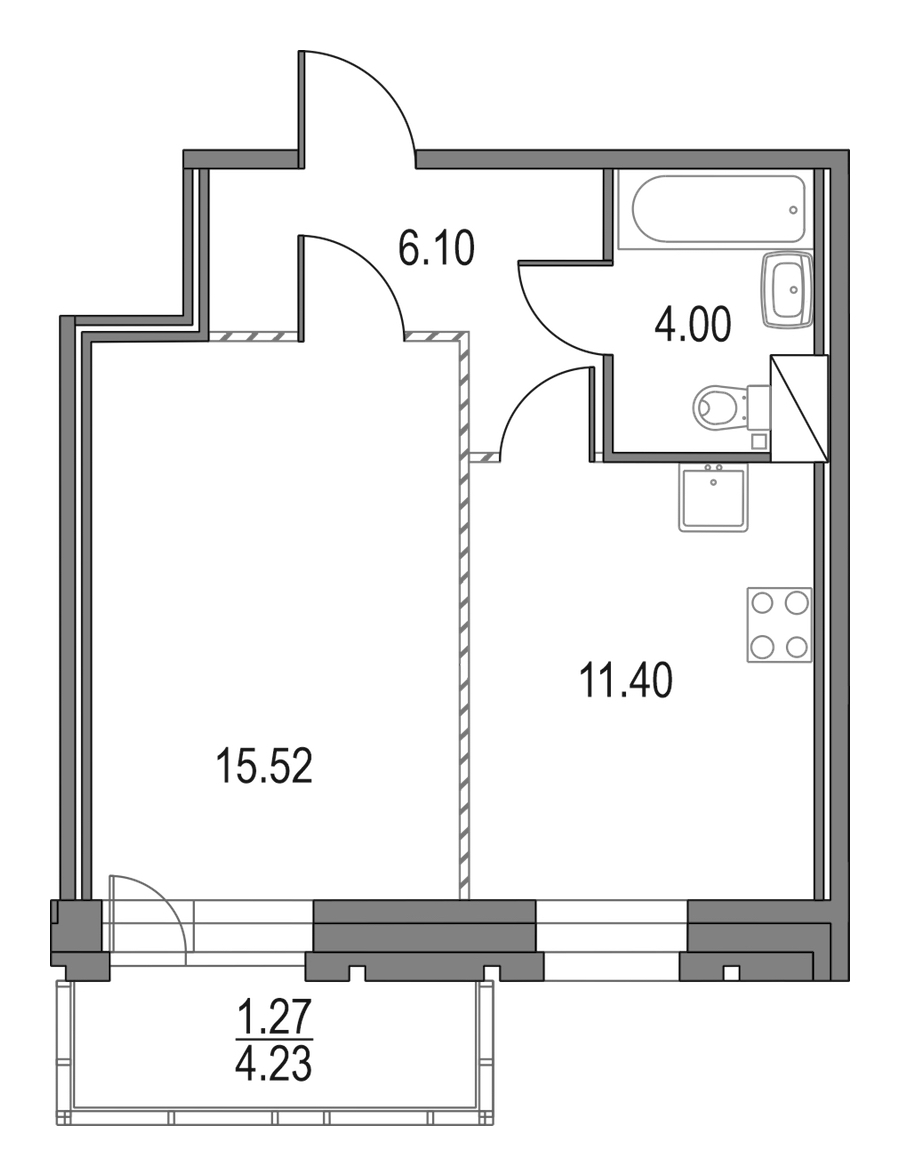 1-комнатная квартира 37.02 м², 22/25 эт., ЖК «Приморский квартал»